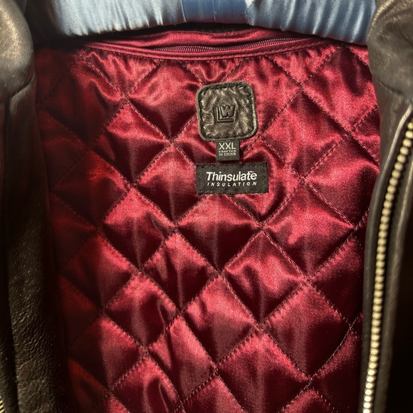 Black Genuine Leather Jacket Wilsons Leather Thinsulate Red Quilted Lining XXL - Picture 11 of 16